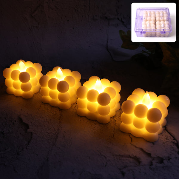 Decorative LED Bubble Candles – Flameless Tealight Candles with Warm Glow for Home(4 Pc Set)