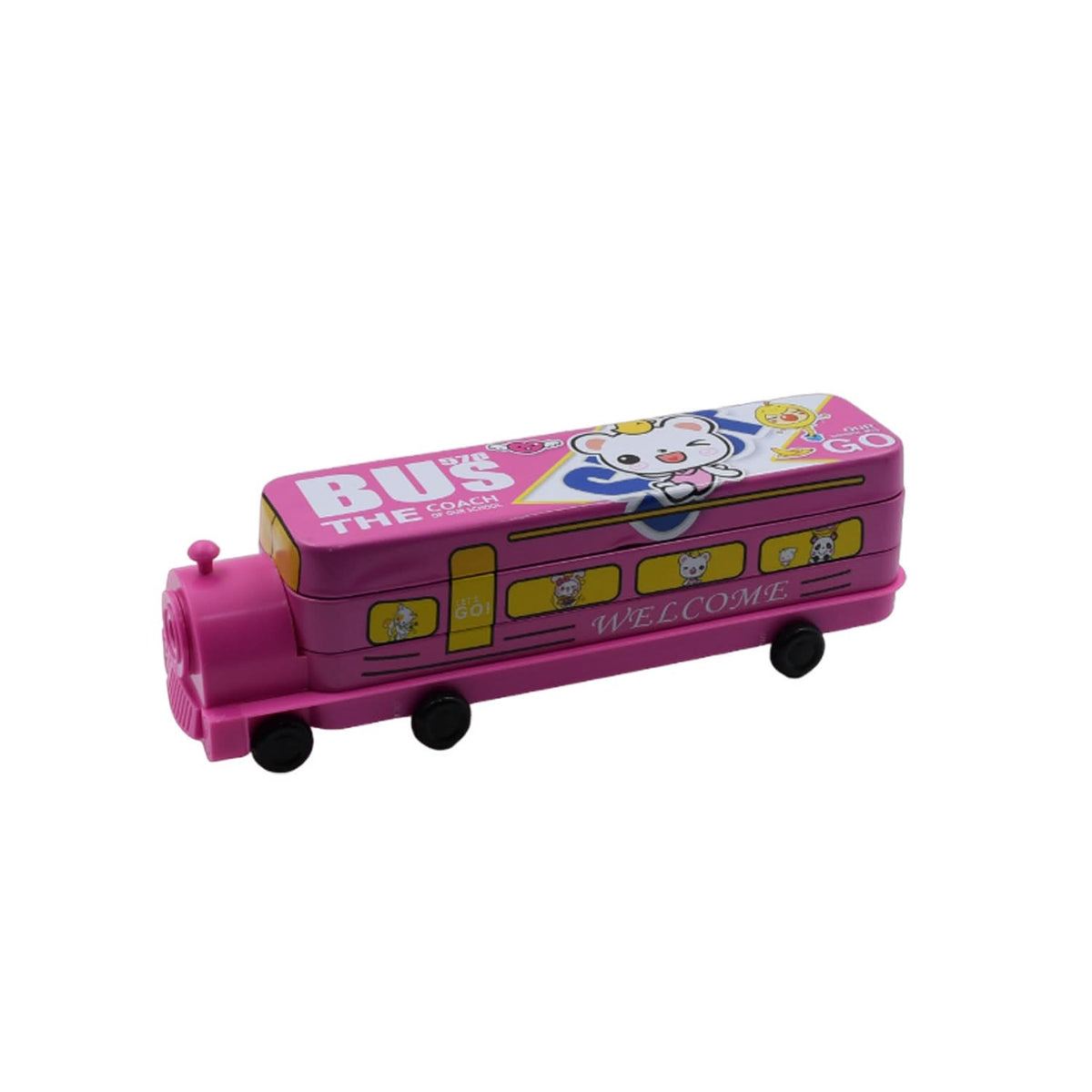 Double Decker Bus Pencil Case ā 2-Layer Metal Box with Sharpener HP DD