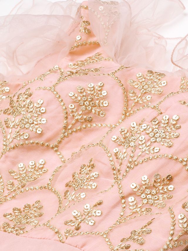 Bollywood Vogue Ready To Wear Pink Organza Embroidered Gown