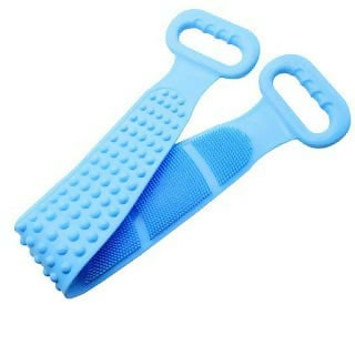 Silicone Body Back Scrubber Belt Double Sided Bathing Brush for Dead Skin Deep Cleaning Massage for Men & Women Multicolor.