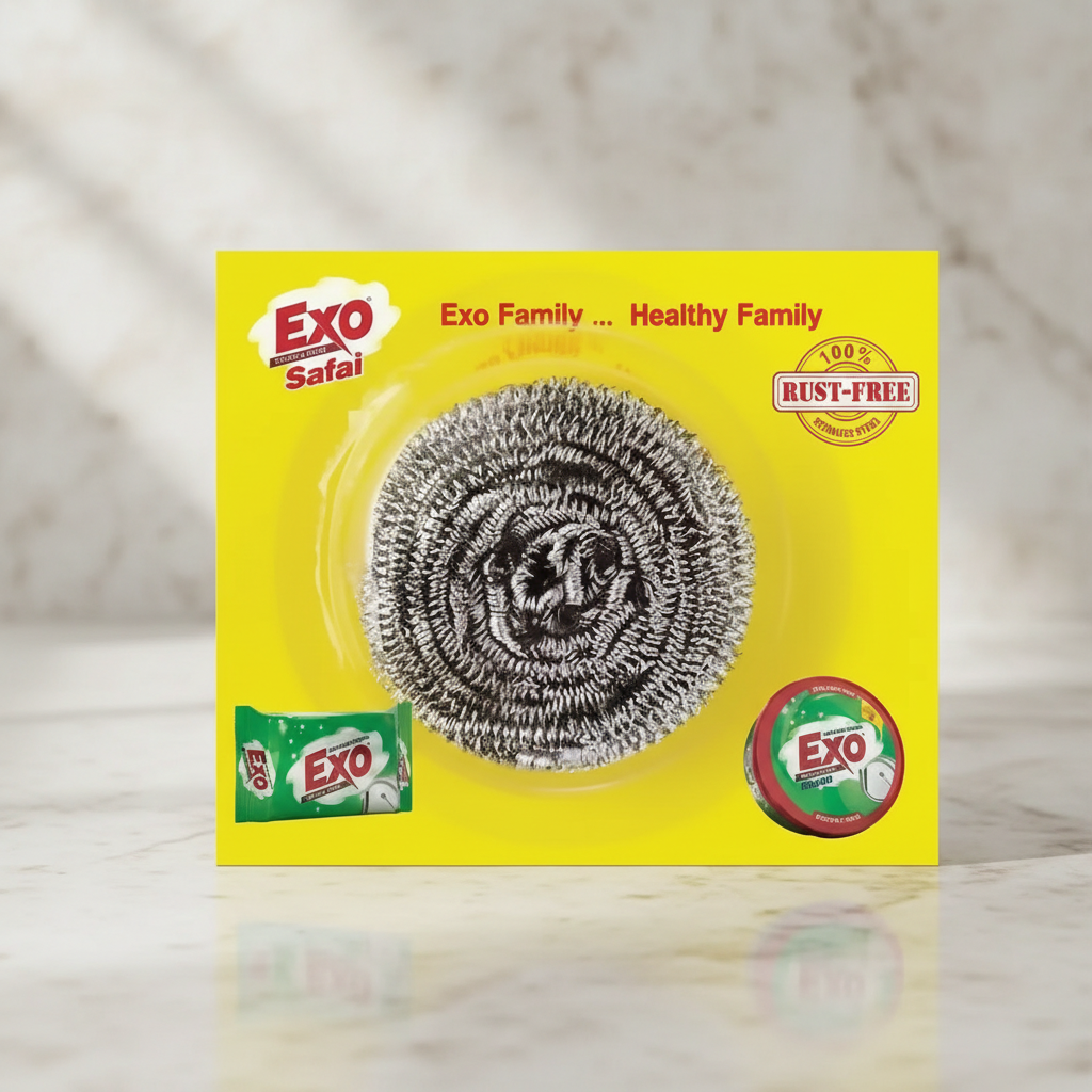 Exo Safai Steel Scrubber Scrub Pad Stainless Steel Scrub (Small, Pack of 4) HalfPe - FW -TPT