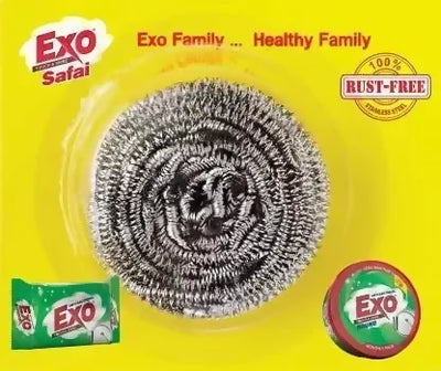 Exo Safai Steel Scrubber Scrub Pad Stainless Steel Scrub (Small, Pack of 4)