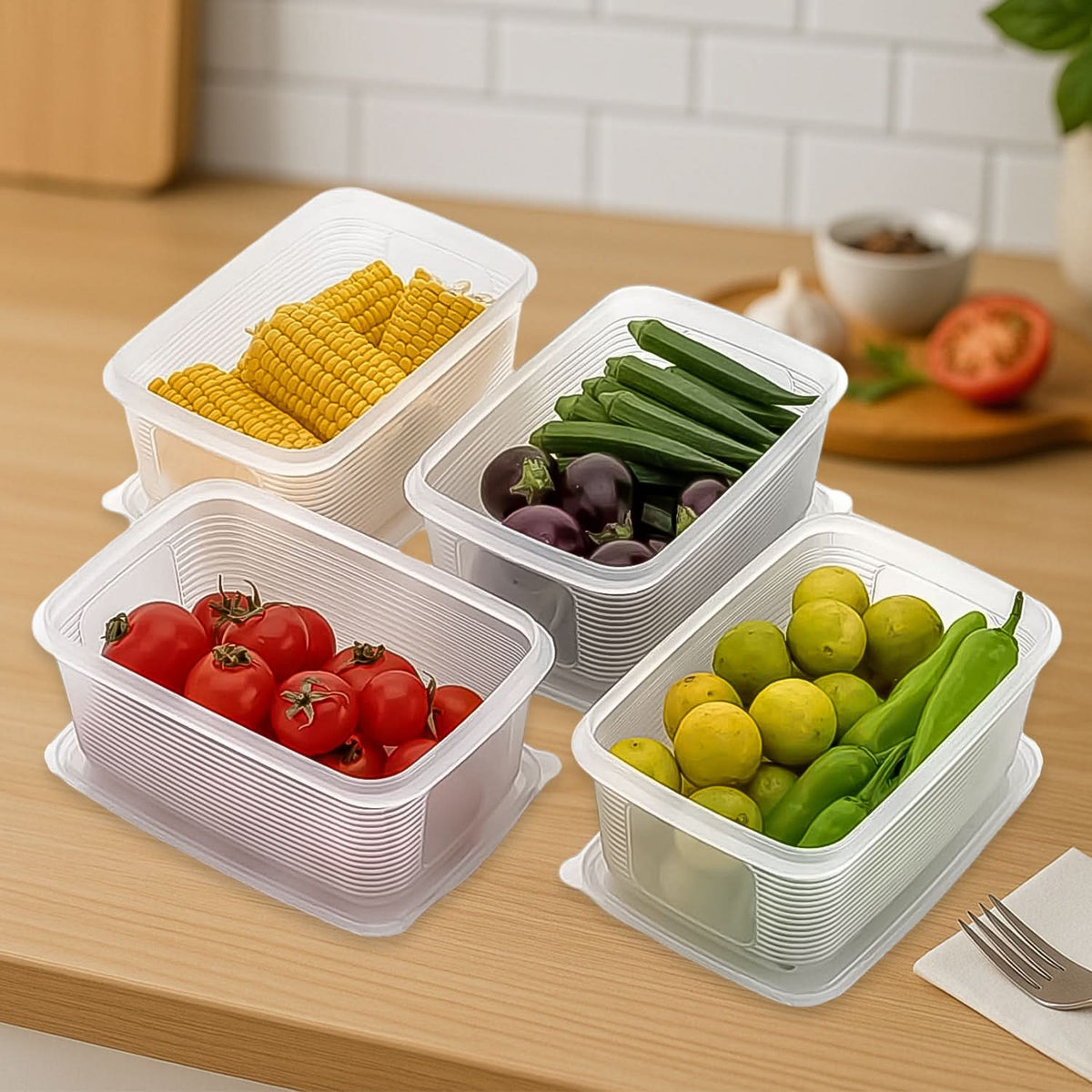 6 Pcs Multipurpose Plastic Food Storage Container Set HP DD