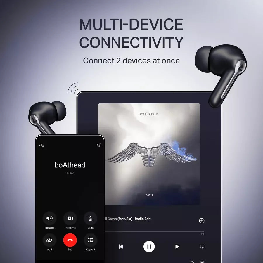 boAt Airdopes Prime 511, Volume Swipe Controls, 50H Battery, 4Mics ENx, App Support Bluetooth (Active Black, True Wireless) Halfpe Deals