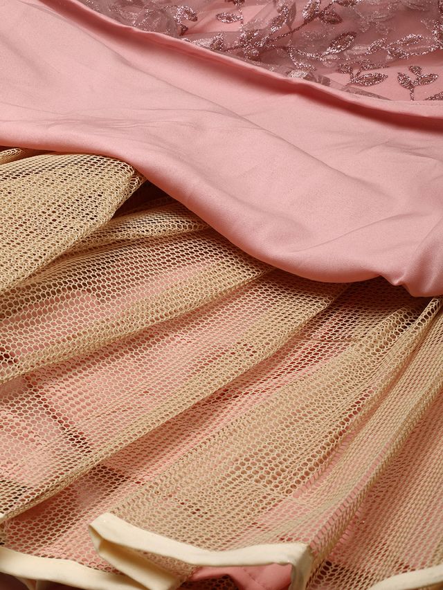 Bollywood Vogue Ready To Wear Pink Foil Printed Net Gown