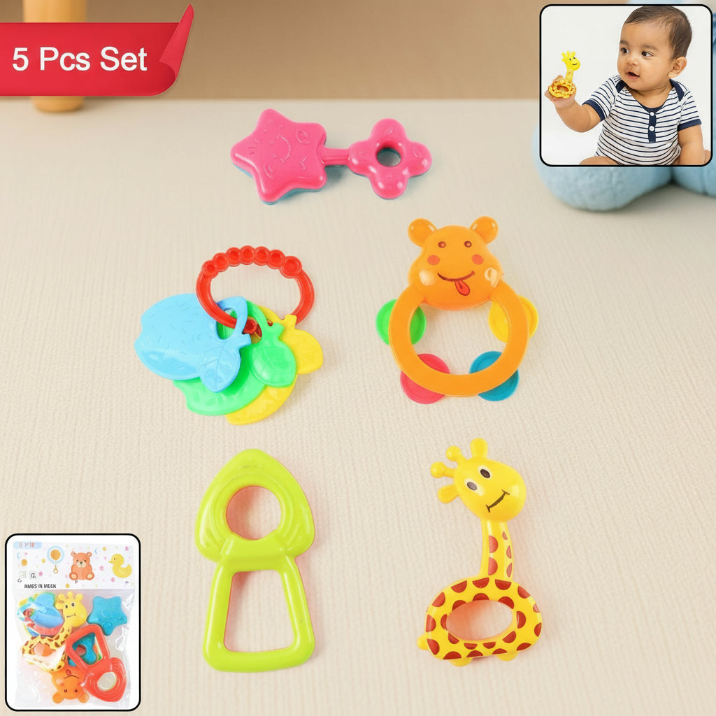 5 Pcs Set Baby Rattle Toys – Safe, Colorful, Lightweight Sound Toys for Infants