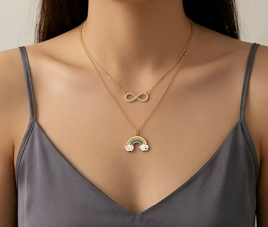 Rainbow Pendant & Infinity Necklace Set (2 Pieces)