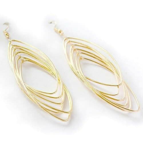 Trendy Gold Plated Big Multiple Hoops in One Long Earring collectivezone