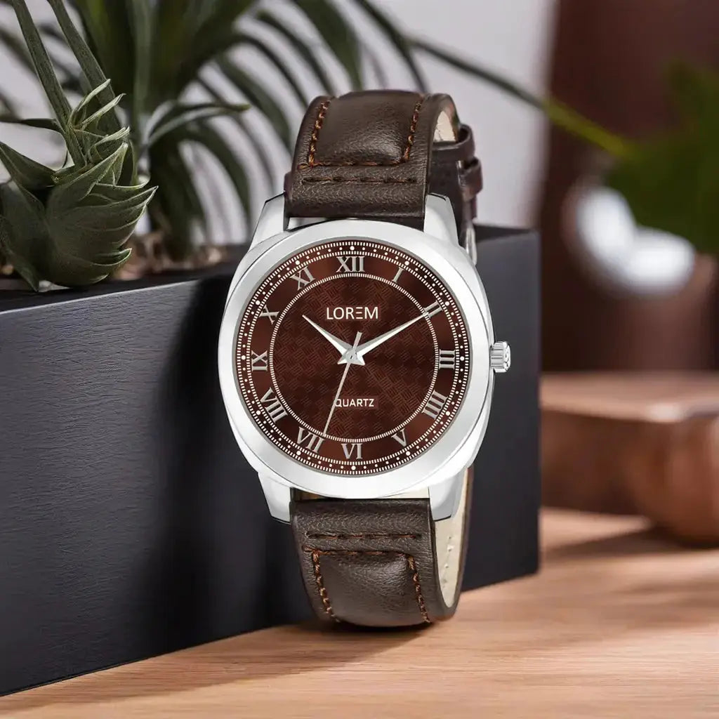 LOREM Brown Cubic Designer Printed Dial Analog Watch For Women LR338 LOREM