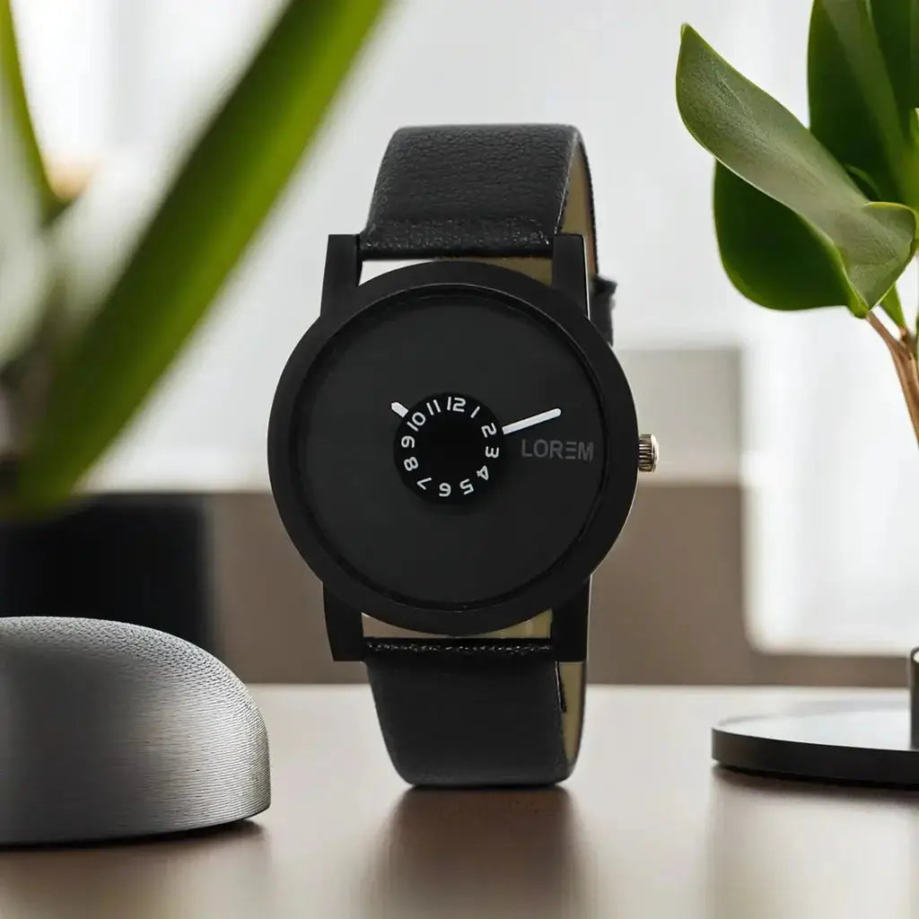 LOREM Black Slim Analog Watch For Men LR25 LOREM