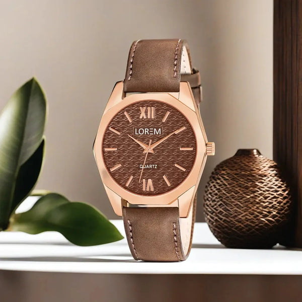 LOREM Brown 3d embossed Dial Analog Watch For Women LR330