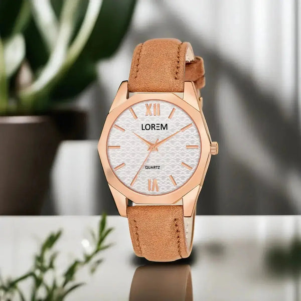 LOREM White 3d embossed Dial Analog Watch For Women LR331 LOREM