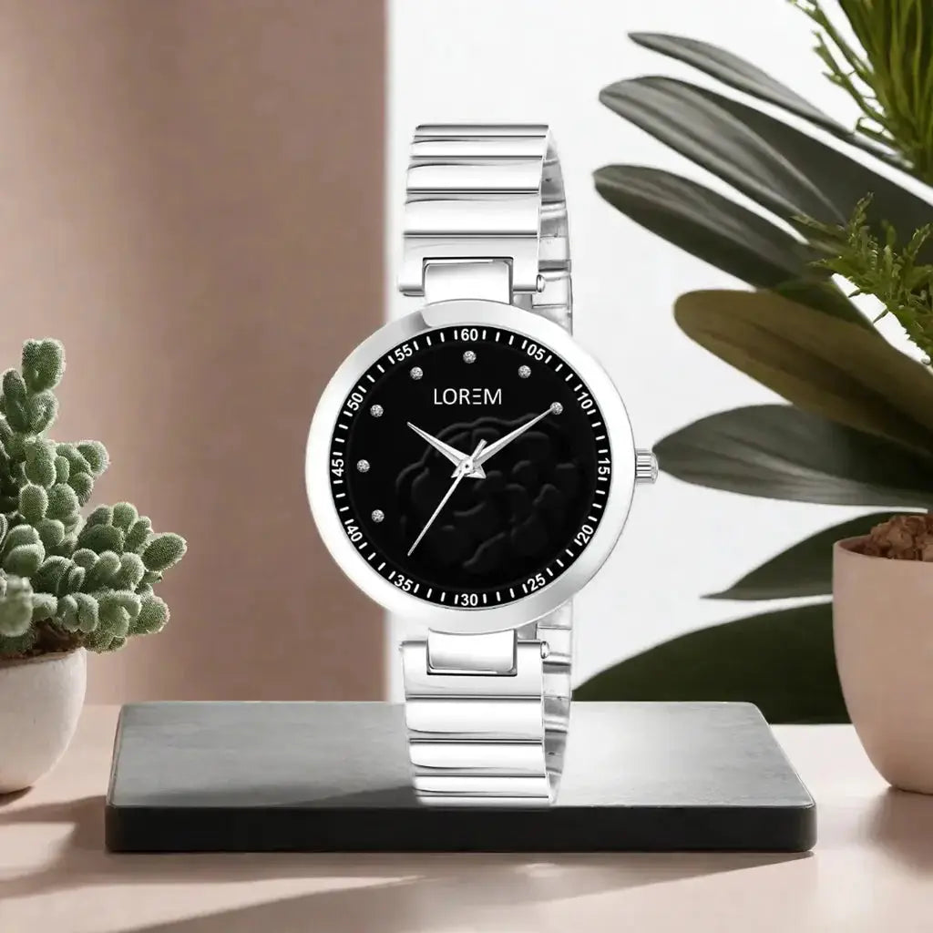 LOREM Black Fancy Analog Watch For Women - LR315 LOREM
