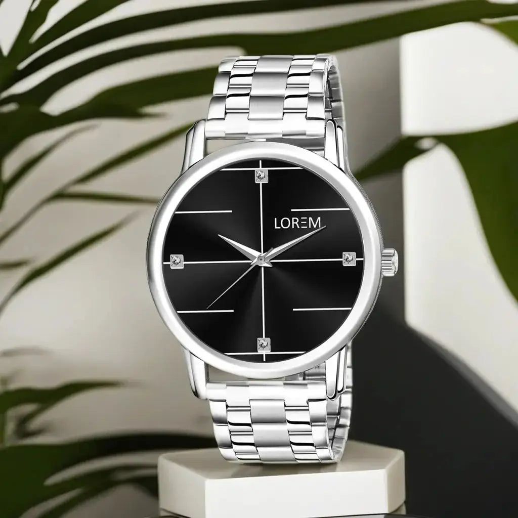 LOREM Black Standard Analog Watch For Men LR118 LOREM