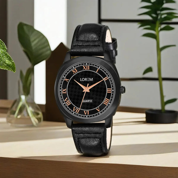 LOREM Black Cubic Designer Printed Dial Analog Watch For Women LR334
