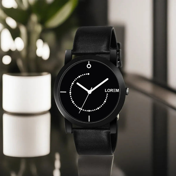 LOREM Black Sllim Analog Watch For Men LR49