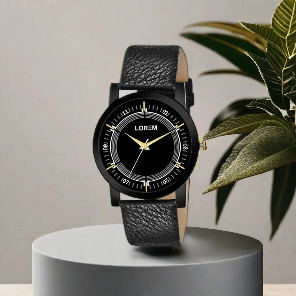 LOREM Black Sllim Analog Watch For Men LR48 LOREM