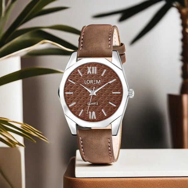 LOREM Brown 3d embossed Dial Analog Watch For Women LR332