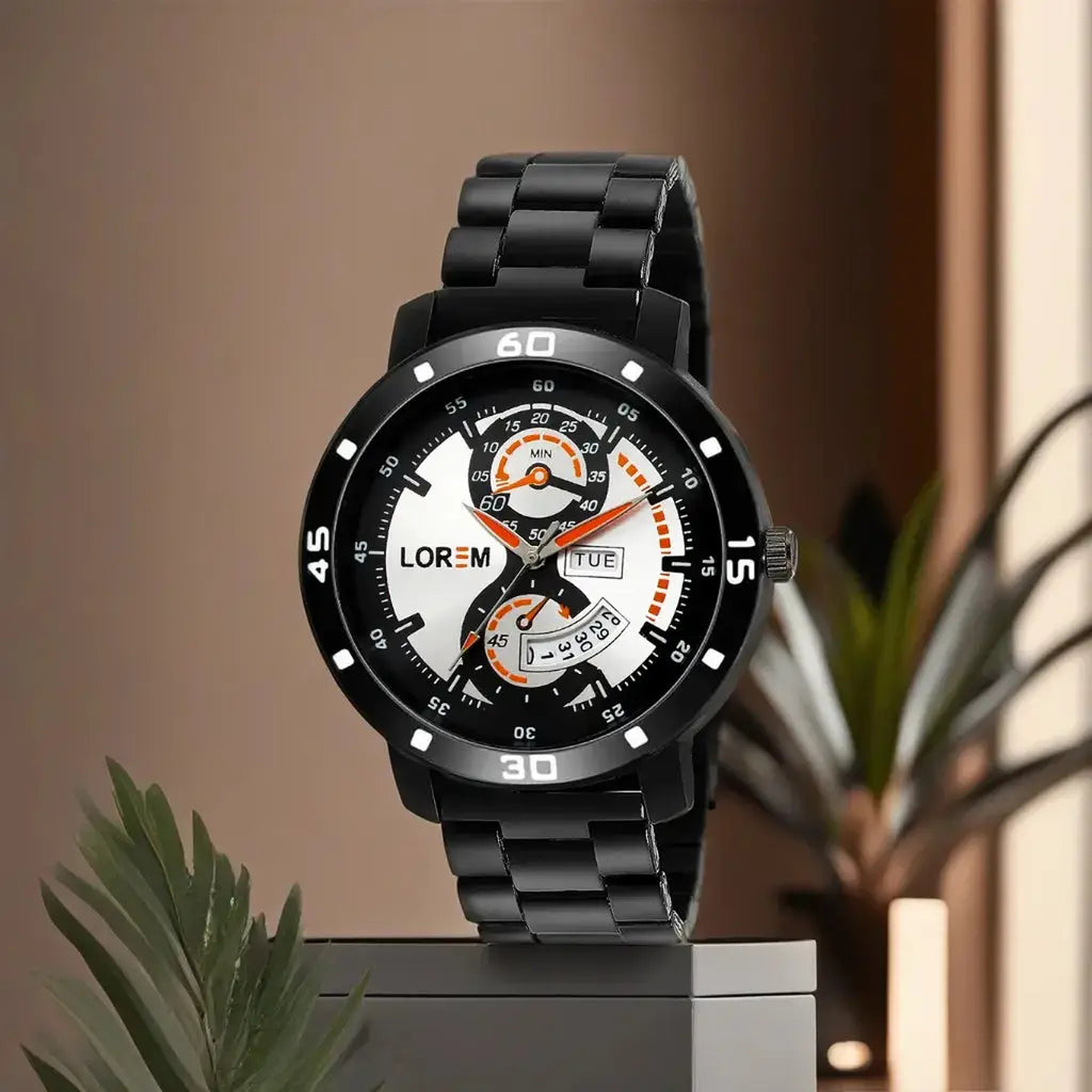 LOREM White Day Date Analog Watch For Men LR107 LOREM