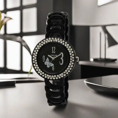 LOREM Black Butterfly Analog Watch For Women LR201 LOREM