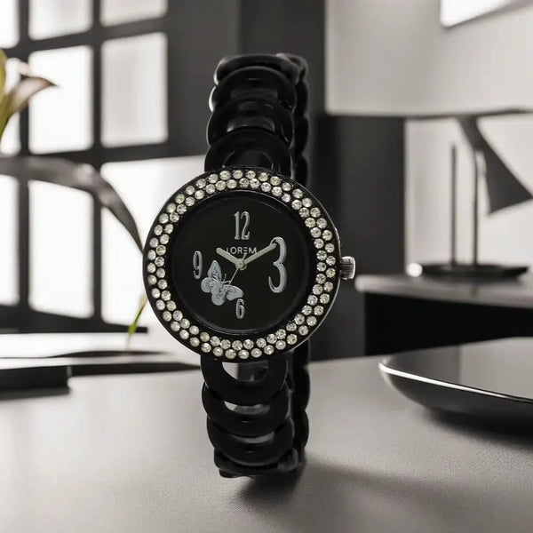 LOREM Black Butterfly Analog Watch For Women LR201 LOREM