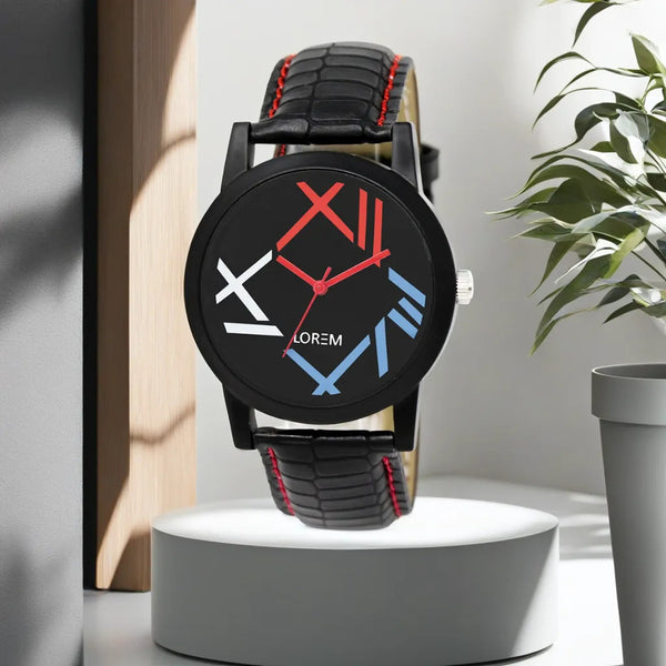 LOREM Multicolor Checked Analog Watch For Men LR12