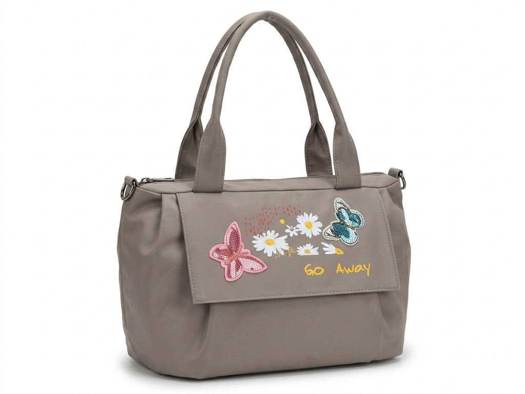 Buddy Cares Women Floral & Butterfly Embroidered Shoulder Bag | Adjustable Crossbody Strap – Brown – view 4 – Buddy Cares
