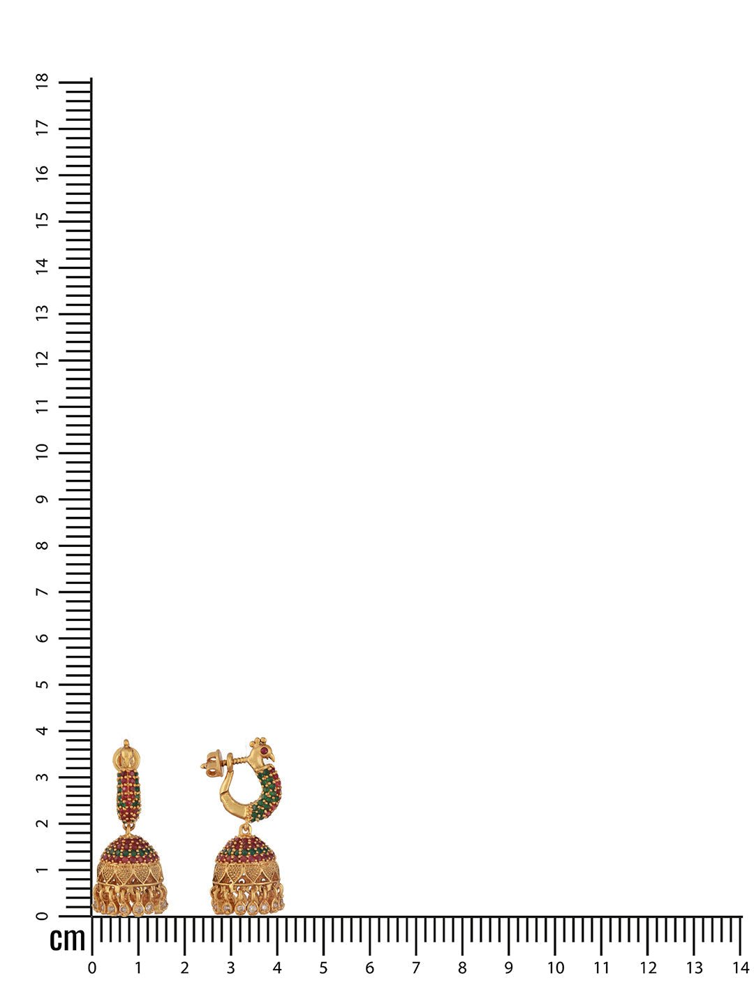 24CT Gold-Plated Stone Studded & Beaded Peacock Shaped Jhumkas