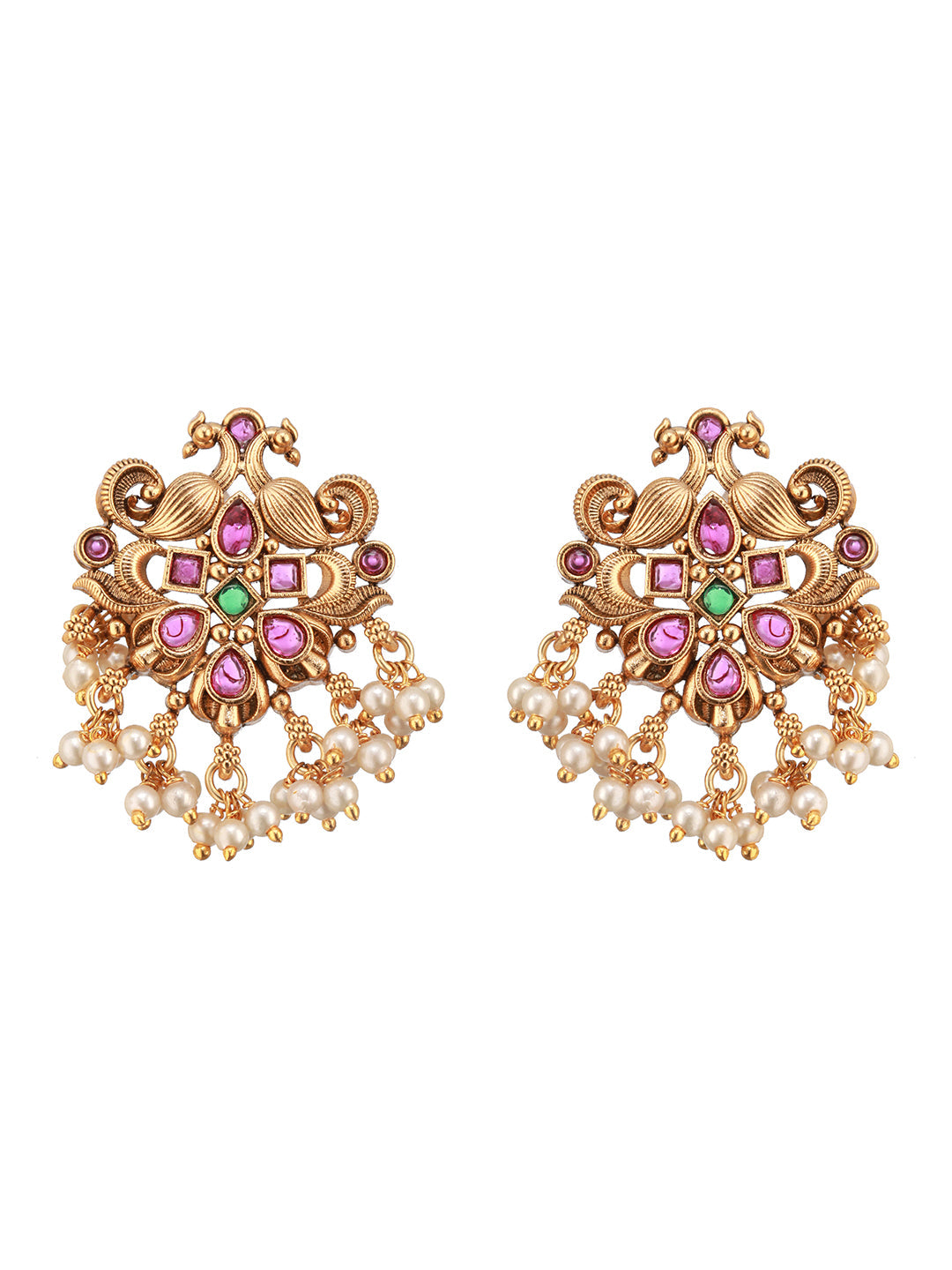 Jazz And Sizzle 22 K Gold-Plated Kundan & Beads Studded Jewelry Set