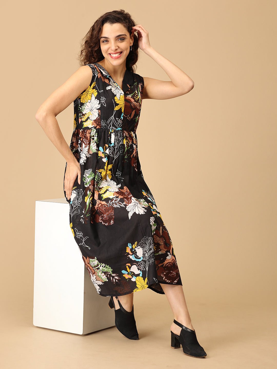 Ebon Bloom Maternity and Nursing Dress - DRS - SK - EBNBL - S