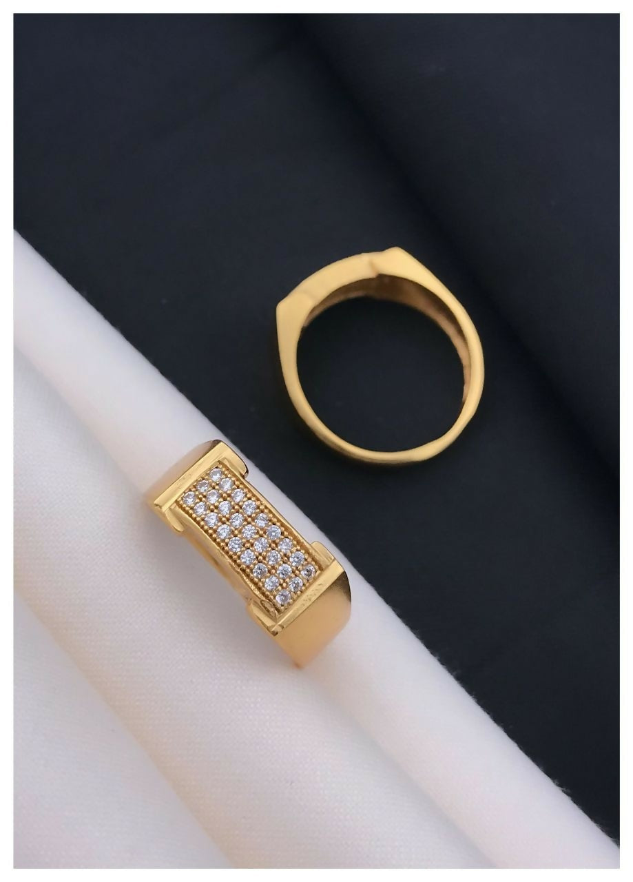 Ethnic Casual Gold-Plated Brass Ring for Men with Agate Stone MAITRY ENTERPRISE