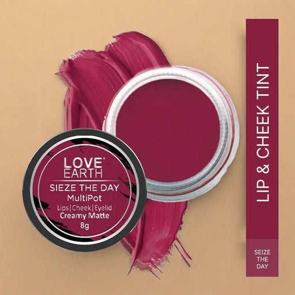 Love Earth Lip Tint & Cheek Tint Multipot-Seize (Raspberry Pink) Loveearth.in