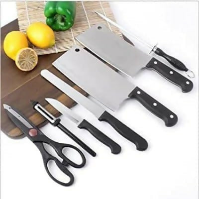 8 Piece Stainless Steel Knife Set with Stand Kitchen Cutting Tools