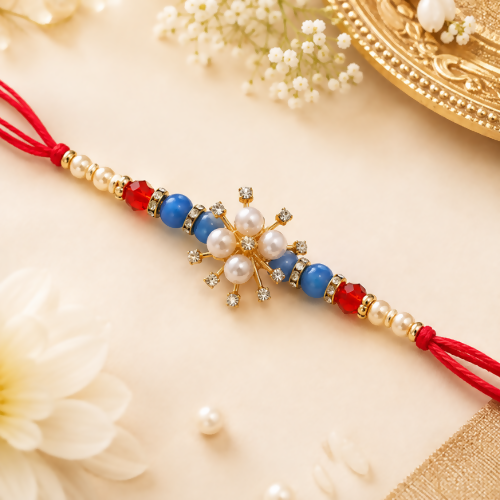 Multicolor Designer Beaded Rakhi for Brother | Pearl & Stone Work Raksha Bandhan Rakhi Set (Set of 2 )