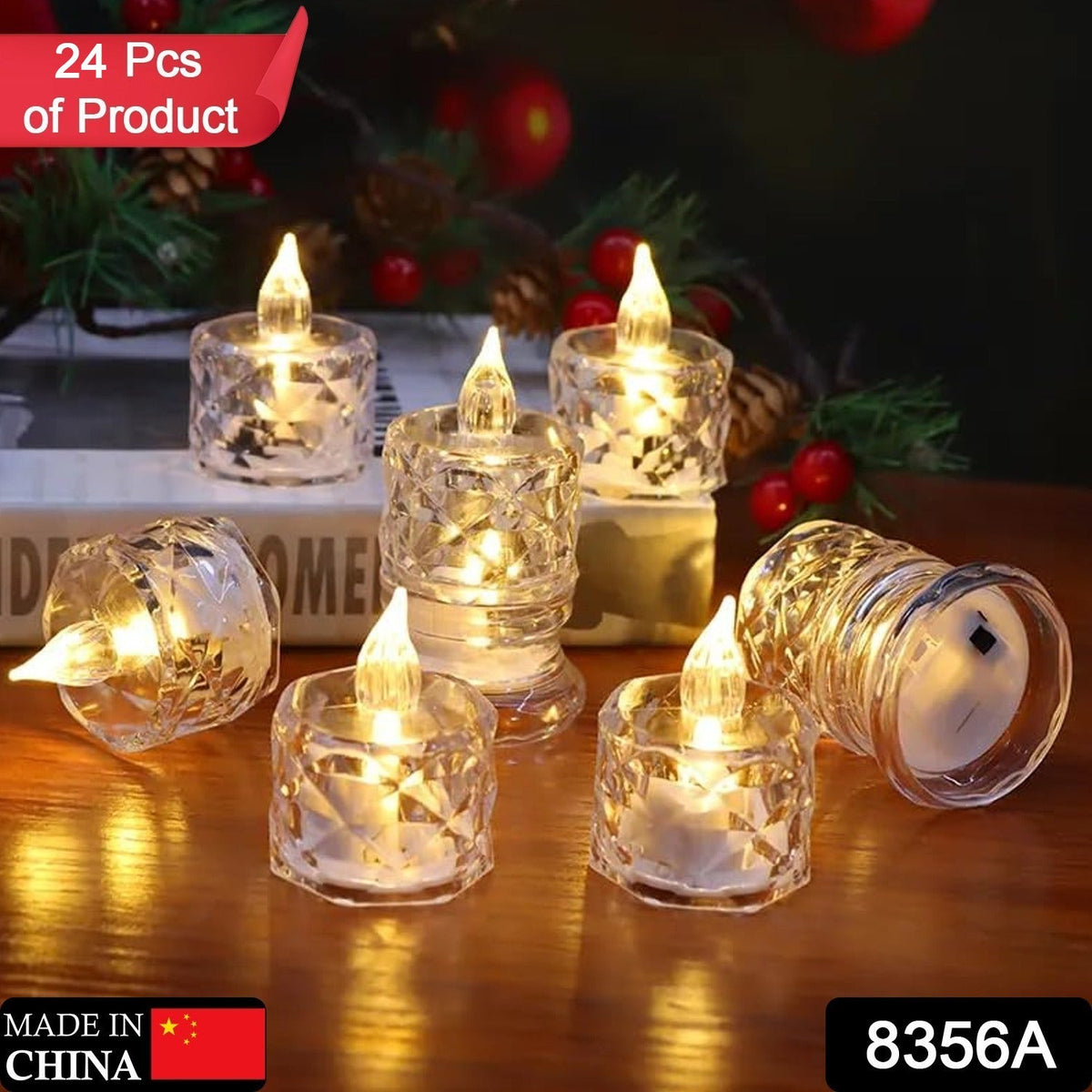 24 Pcs Flameless And Smokeless Decorative Acrylic Candles Transparent Led Tea Light Candle For Gifting House Diwali Christmas Festival Events Decor Candles HP DD