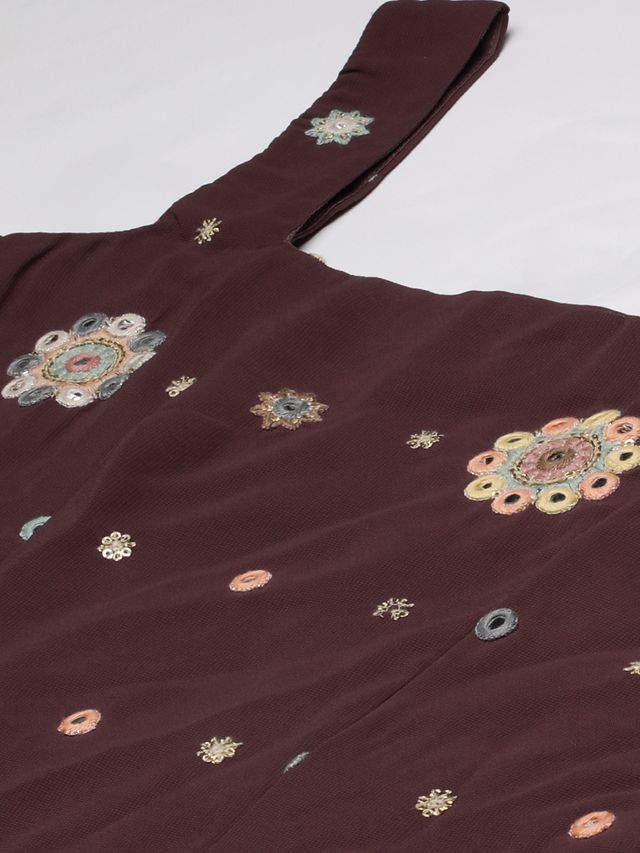 Bollywood Vogue Ready To Wear Magenta Georgette Embroidered Gharara Set