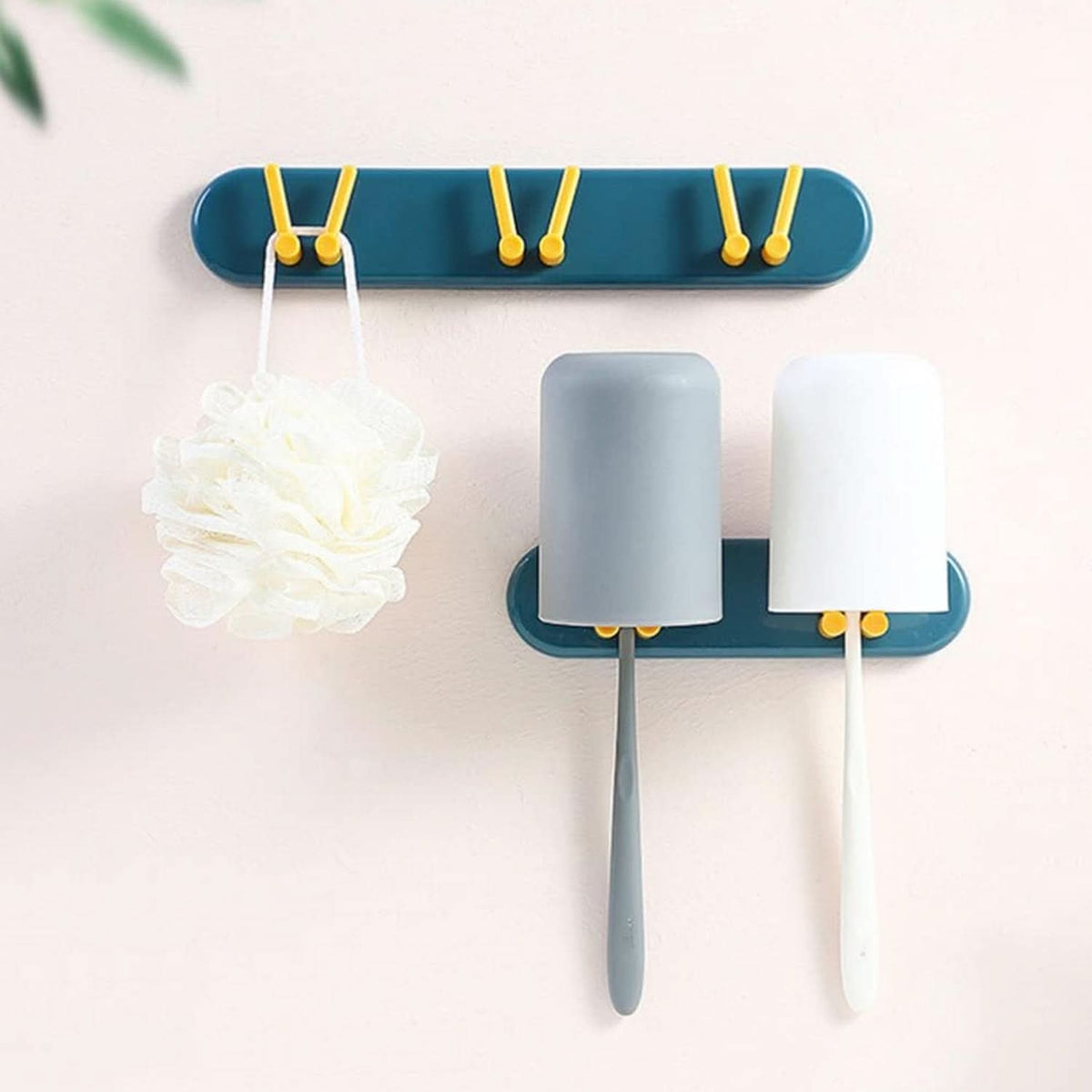 4702 Toothbrush Holder Plastic Bathroom Accessories Organizer Wall Mounted Hanging Mount Shelf Hooks (1pc) HP DD
