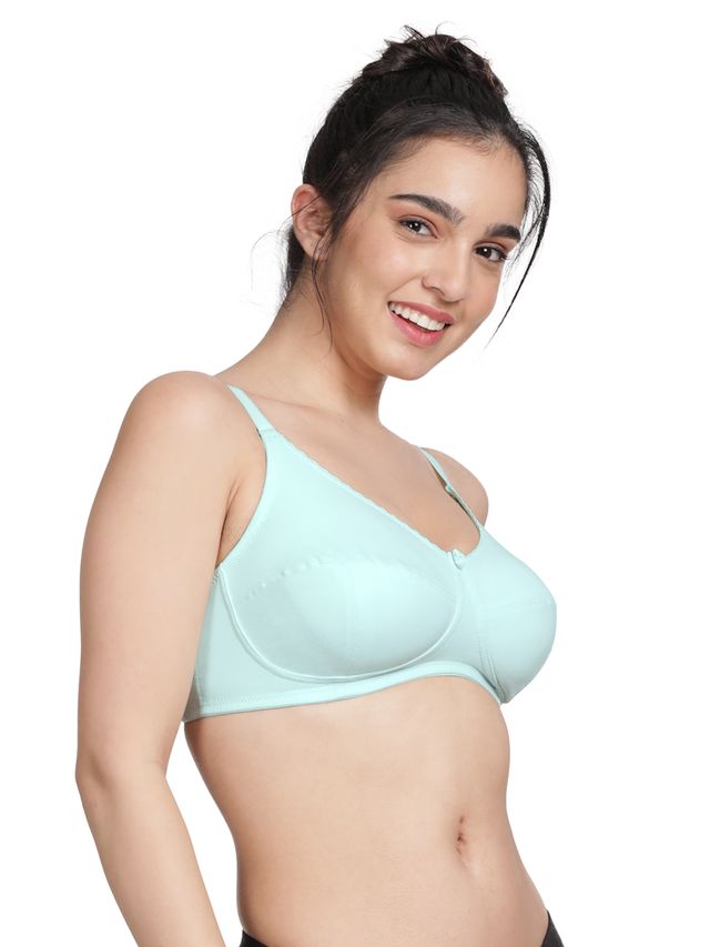 Susie 3/4th Coverage SkyLight Blue Non Padded Wirefree Adjustable, Non Detachable Everyday Bra