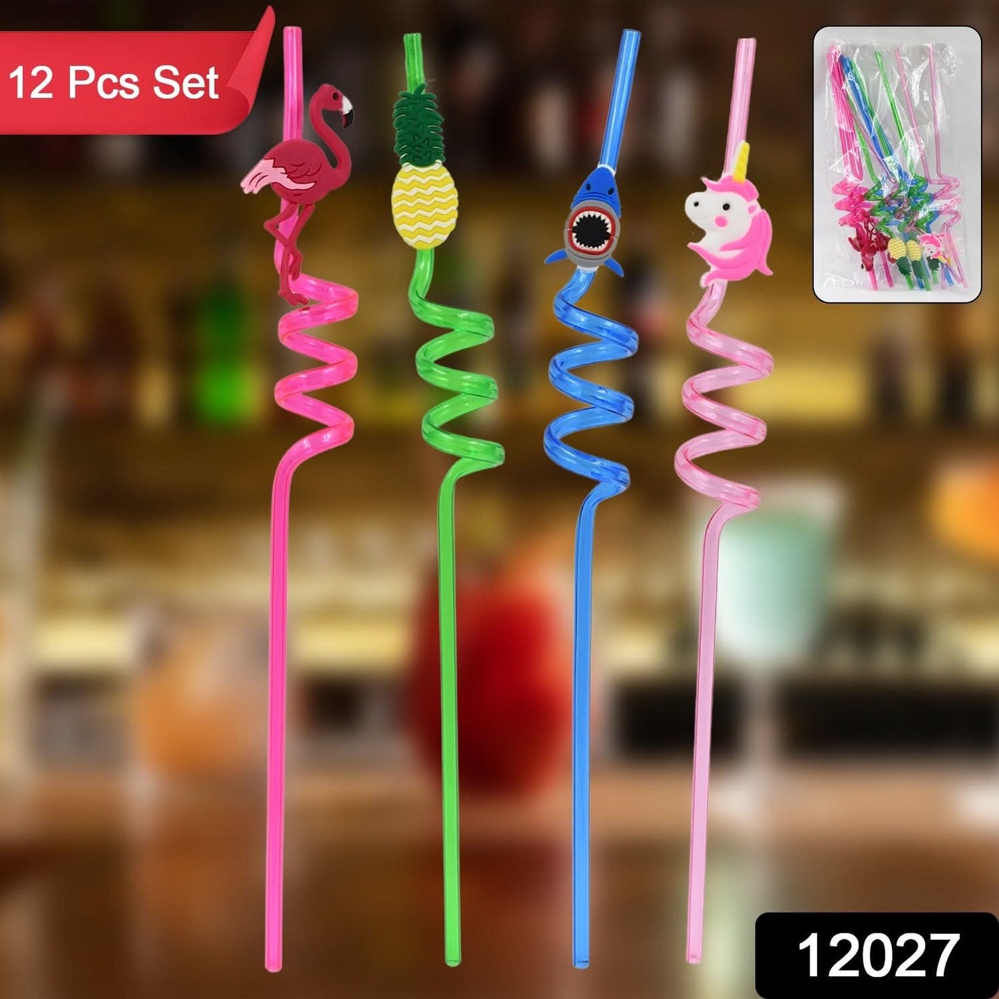 Reusable Plastic Straws for Kids – 12 Pcs Colorful Mix Set