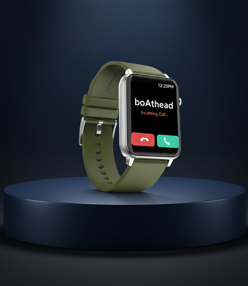 boAt Storm Call w/ 4.29 cm(1.69"), BT Calling Smartwatch (Forest Green Strap) -Free Size Halfpe Deals