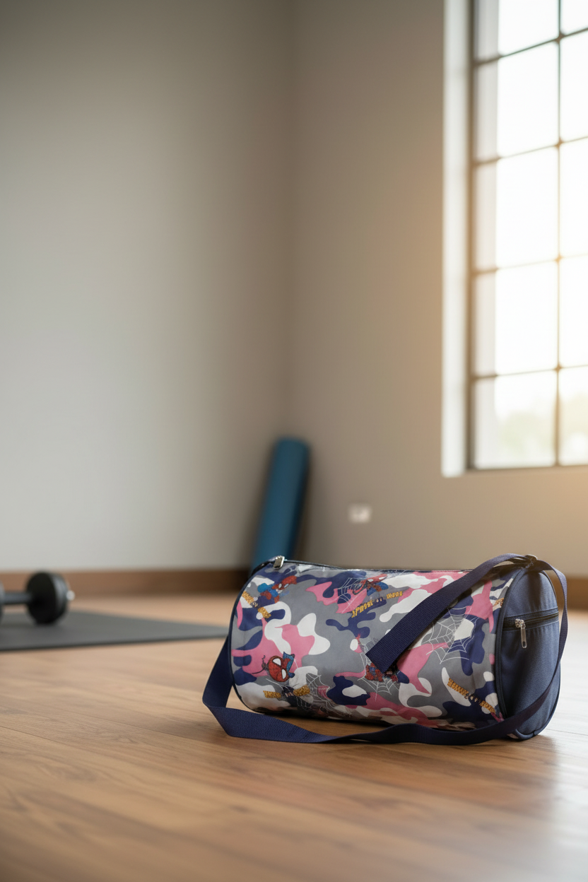 5 L Small Duffle Cum Gym/Sports Bag (Blue Spidy) - Blue SUPER