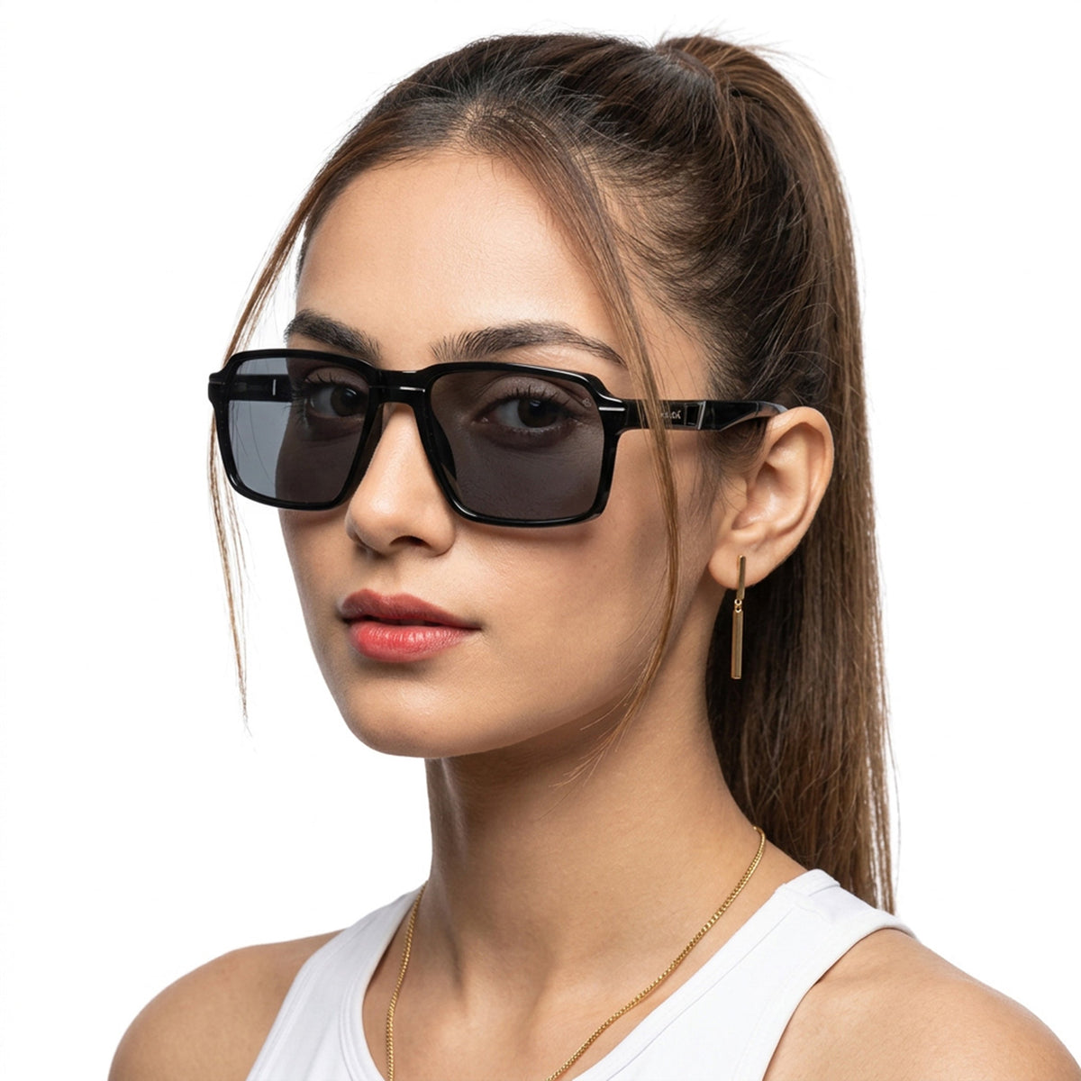 Torque Shine Black Wayfarer Sunglasses for Men and Women - Style 1191 - worn by a male model (image 3)