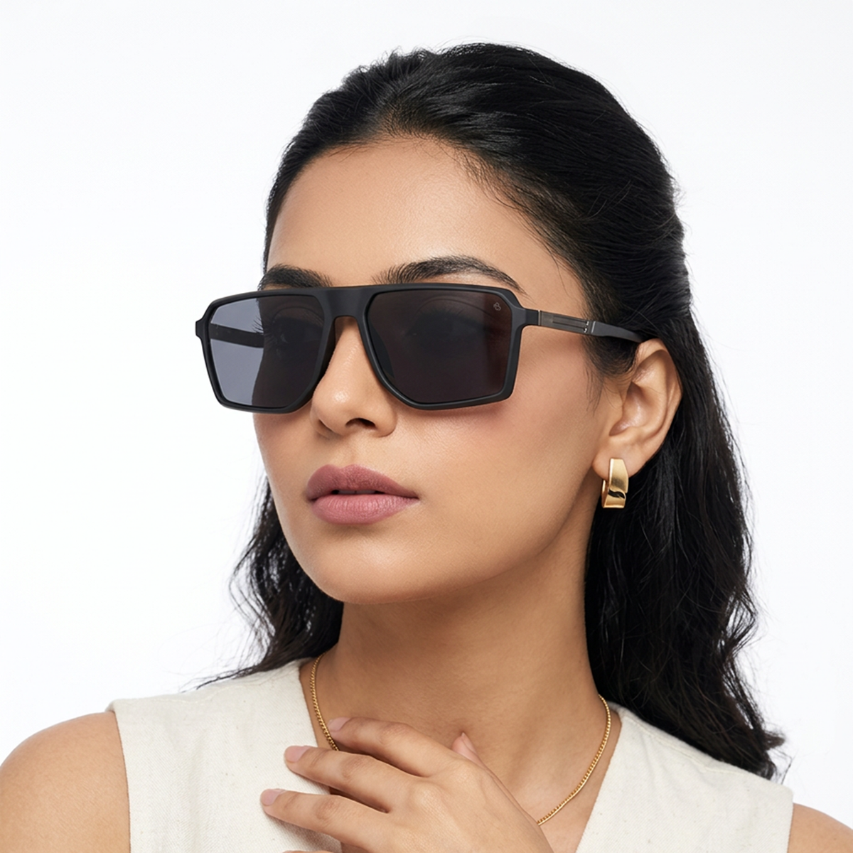 Eyejack Black Wayfarer Sunglasses for Men and Women - Style 1132 - worn by a male model (image 3)