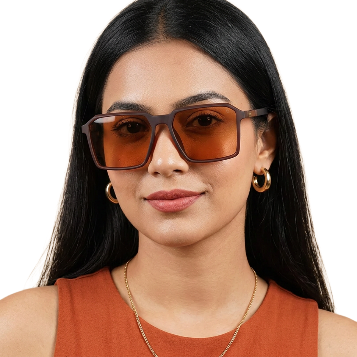Eyejack Brown Square Sunglasses for Men and Women - Style 1124 - worn by a male model (image 3)