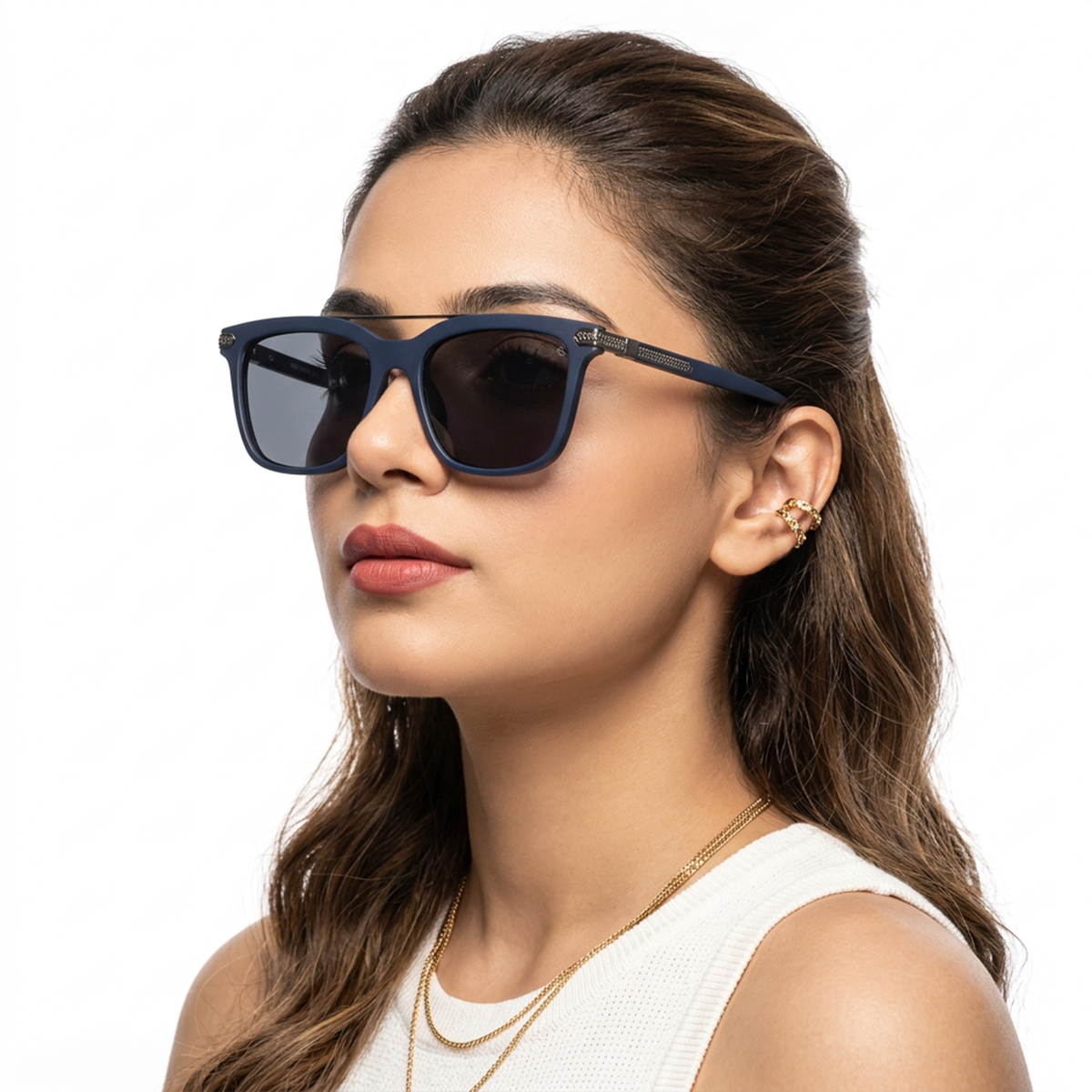 Eyejack Blue Wayfarer Sunglasses for Men and Women - Style 2138 - worn by a male model (image 3)