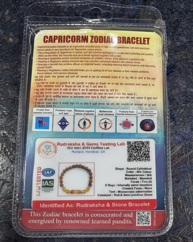 Capricorn Rashi Rudraksha Bracelet (Makara Rashi-మకర రాశి) – Focus, Strength & Protective Energy Band