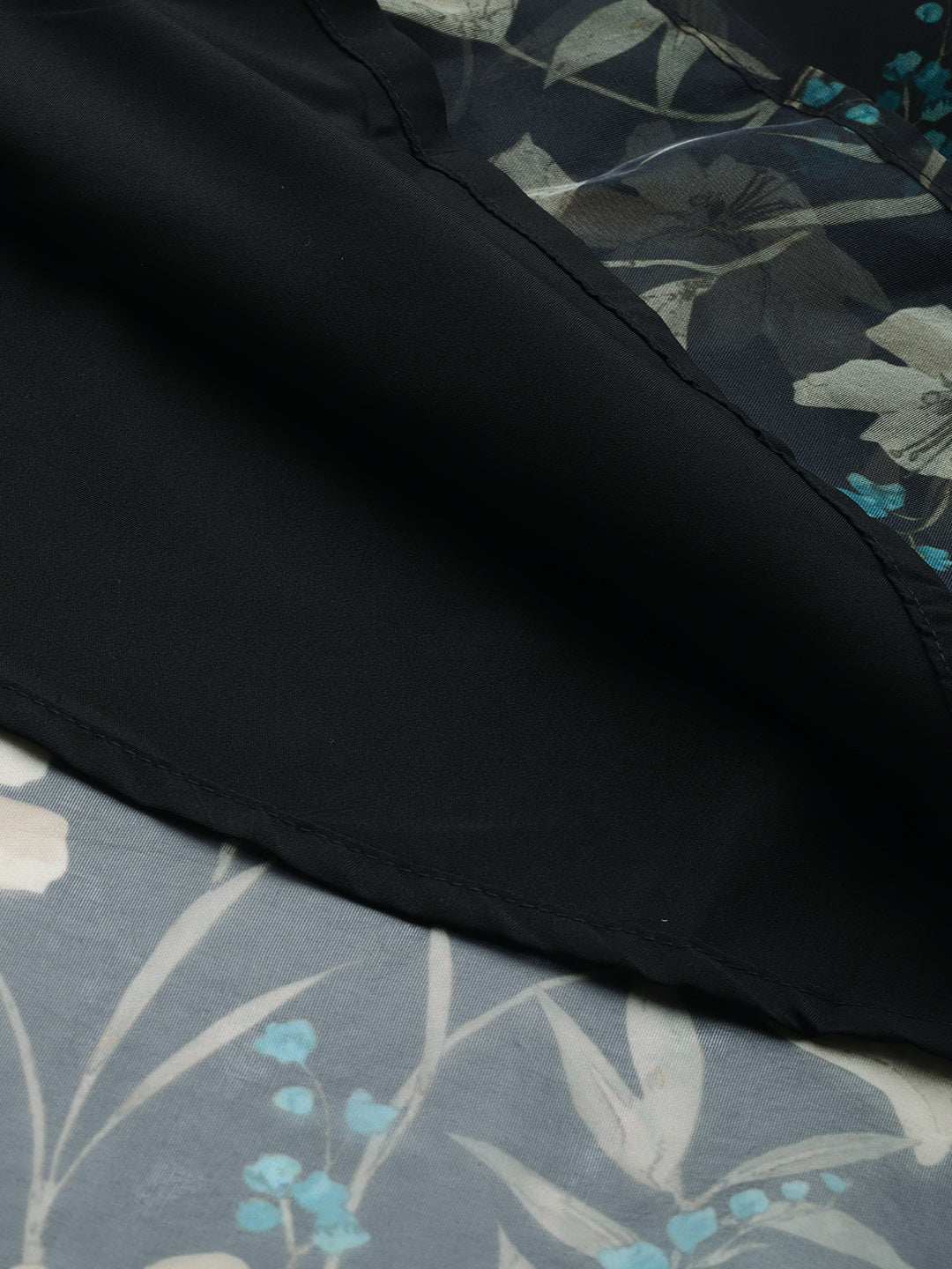 Bollywood Vogue Ready To Wear Black Organza Digital Printed Dress - Detail View