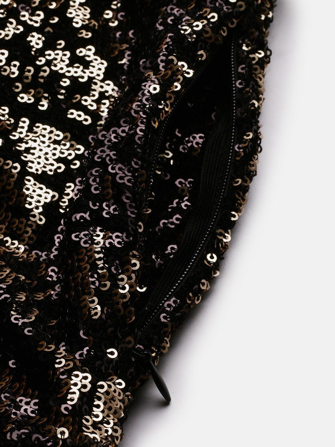 Bollywood Vogue Ready To Wear Black Sequins Strap Neck Gown - Detail View