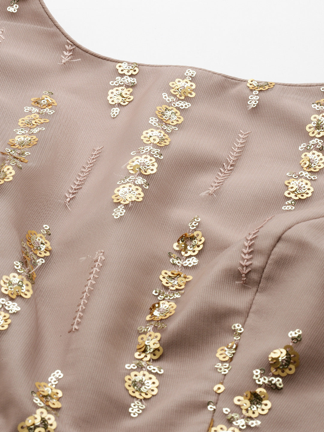 Bollywood Vogue Ready To Wear Mauve Net Sequins Embroidered Lehenga Set - Additional View 1