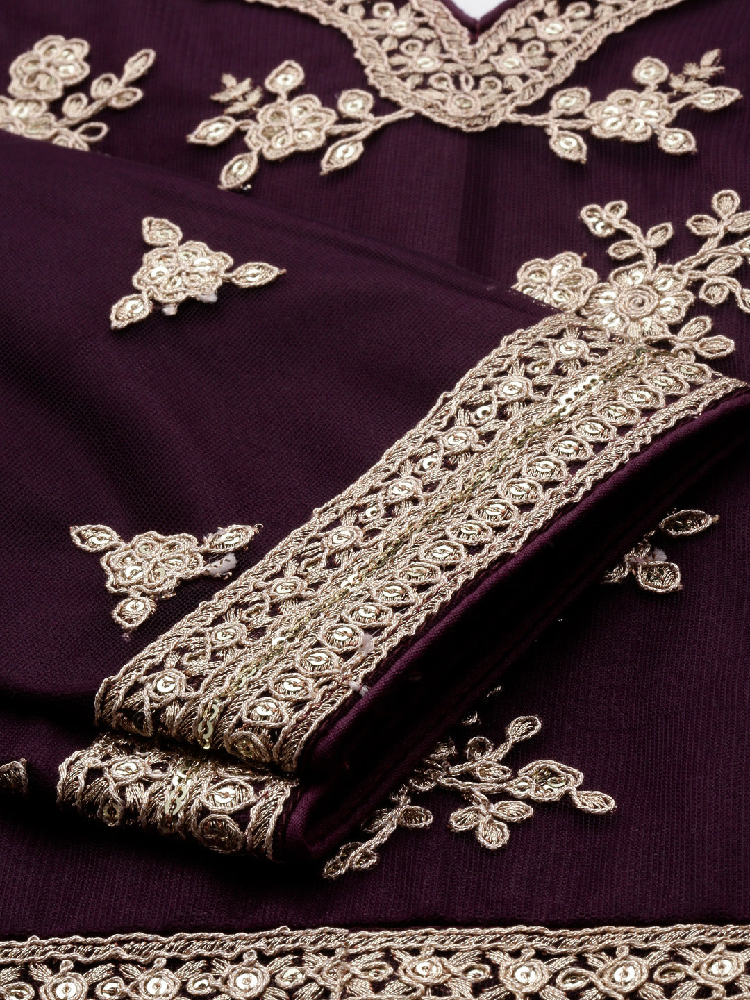 Bollywood Vogue Ready To Wear Classic Purple Net Embroidered Anarkali Suit - Look Shot